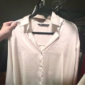 Zara Cream Satin Blouse